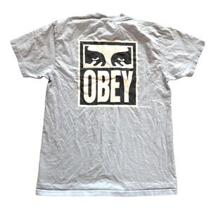 Obey Men's Logo Graphic T-Shirt Light Powder Blue Size Medium